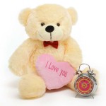 2 feet big peach teddy bear with pink I Love You Heart